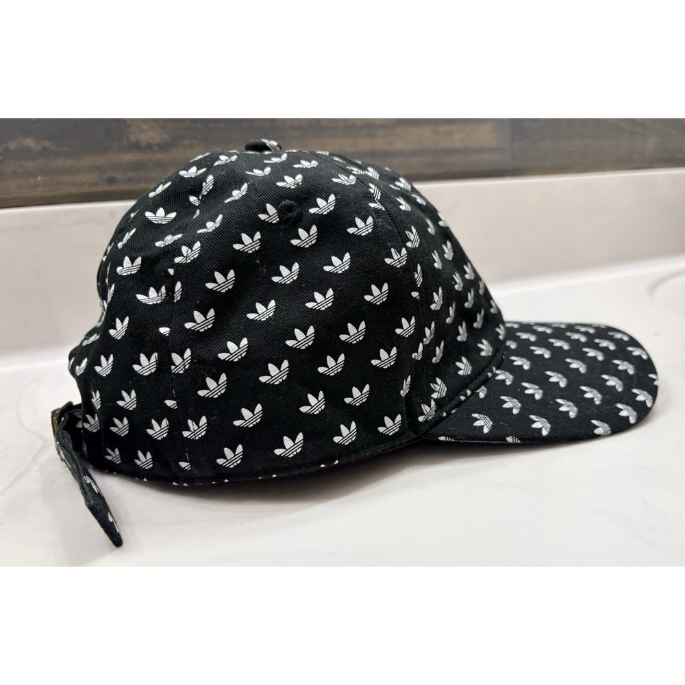 Adidas Hat Trefoil All Over Logo Golf Tennis Black Strapback Adjustable